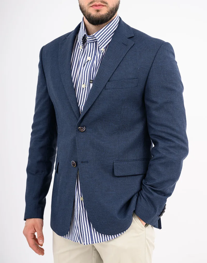 LEXTON ΣΑΚΑΚΙ 08.37.MIX LINEN JACKET-NAVY NavyBlue
