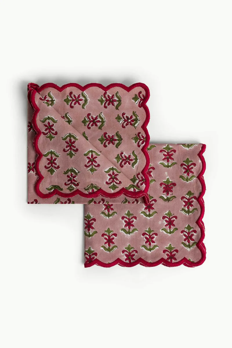 Coincasa σετ βαμβακερές πετσέτες κουζίνας με floral print (2 τεμάχια) - 007475222 Κόκκινο