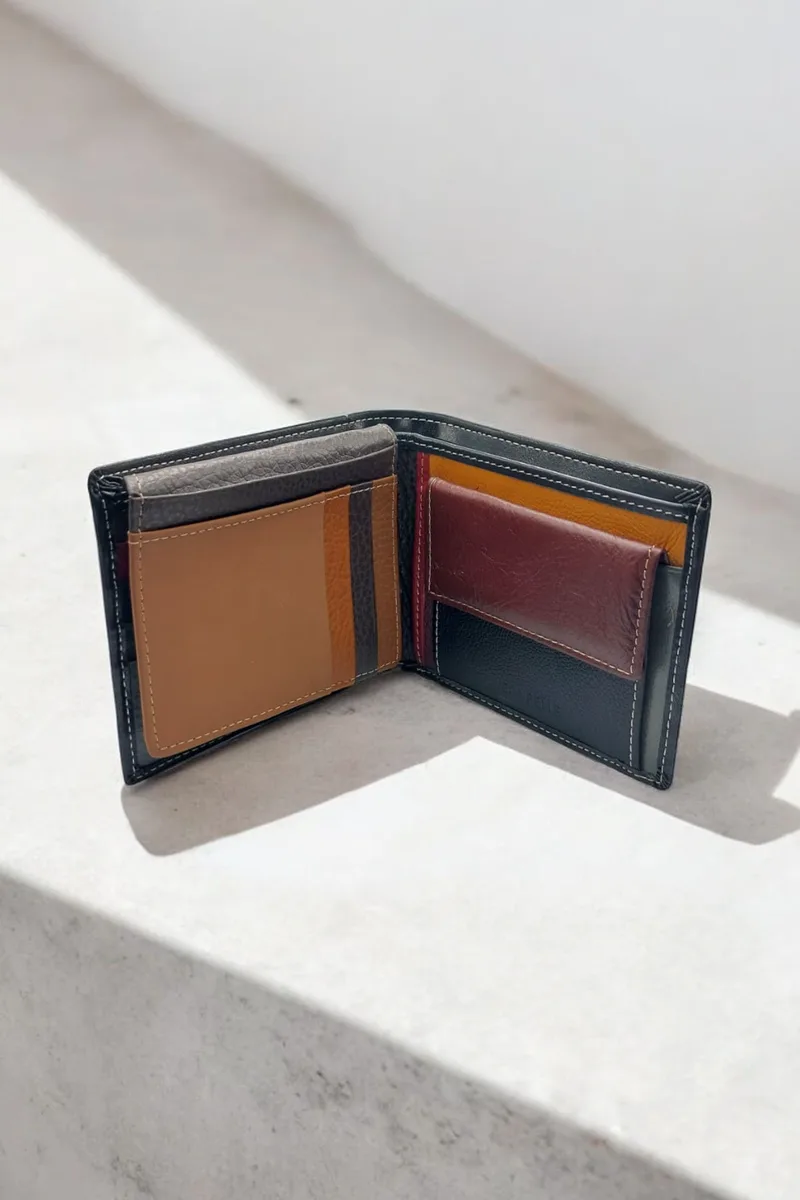 ΑΝΔΡΙΚΟ ΔΕΡΜΑΤΙΝΟ ΠΟΡΤΟΦΟΛΙ ΔΙΠΤΥΧΟ ΜΑΥΡΟ ΜΠΕΖ