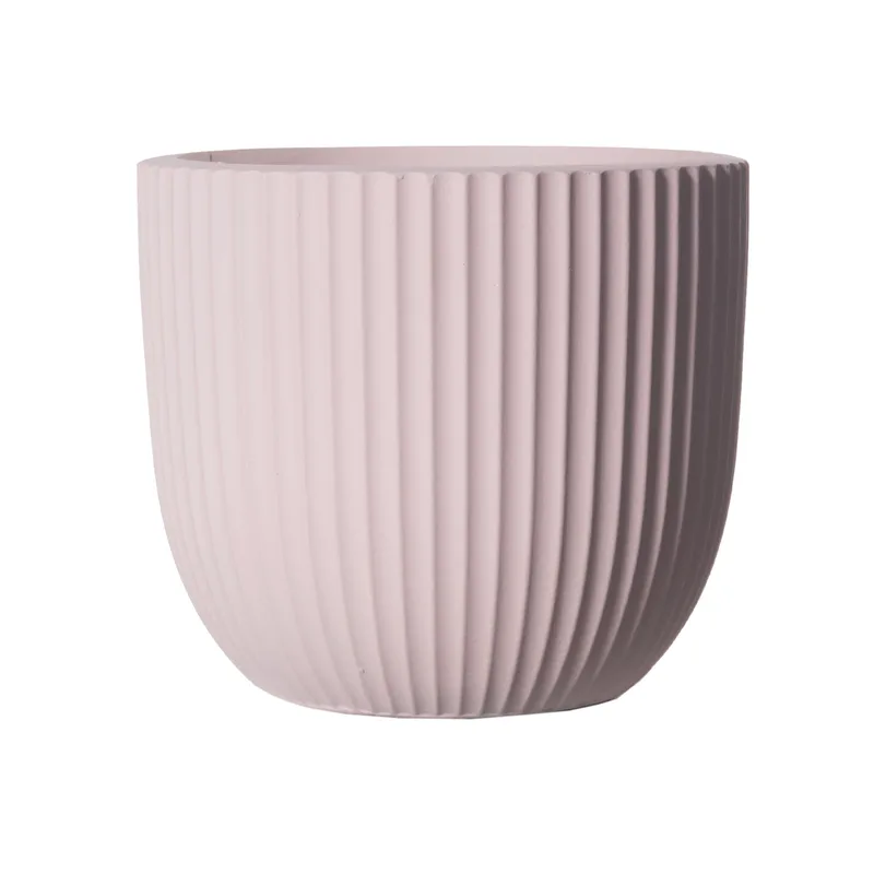 Supergreens Γλάστρα Πήλινη Στρογγυλή "Stripe" Ροζ L 41x41x37 εκ.