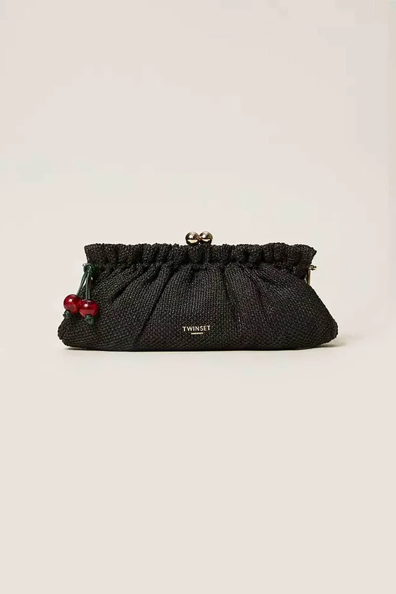 Twinset γυναικείο clutch με πλεκτό σχέδιο μονόχρωμο - 261TD8280 Μαύρο