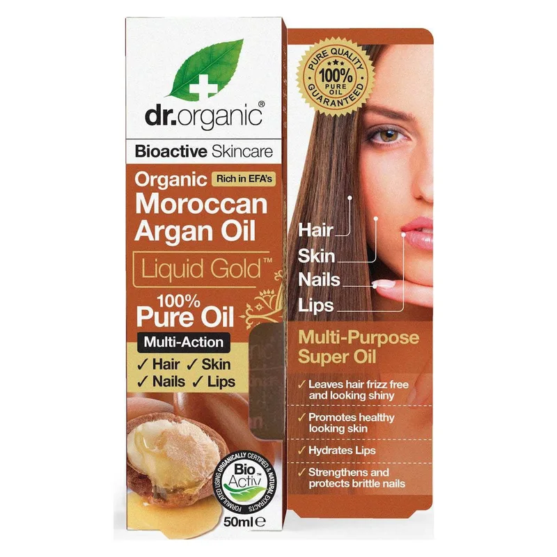 Dr Organic Moroccan Argan Oil Liquid Χρυσό 100% Αγνό Έλαιο Argan που Περιποιείται Μοναδικά τα Μαλλιά, το Δέρμα και τα Νύχια 50ml