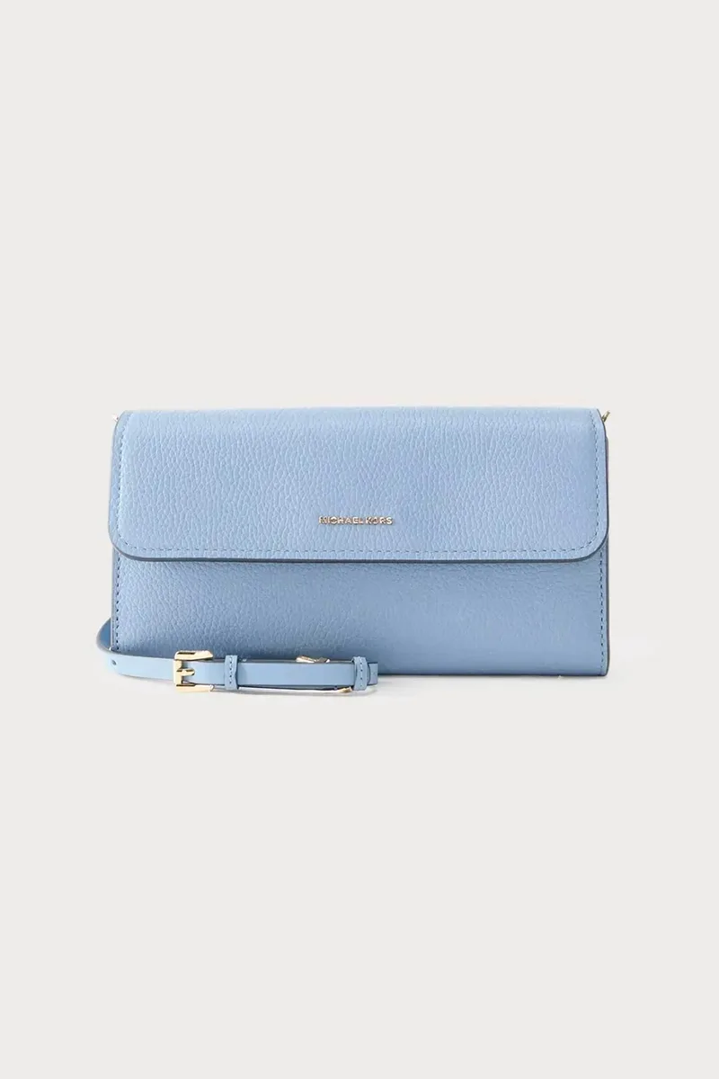 Michael Kors γυναικεία δερμάτινη τσάντα crossbody/smartphone "Jet Set Small" - 32S6GJ6C0L Μπλε Ανοιχτό