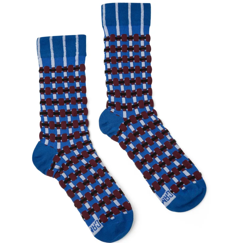 CAMPER Ado Socks - Unisex Κάλτσες - Μπλε,Μπορντό,Λευκό, Μέγεθος M, Cotton fabric