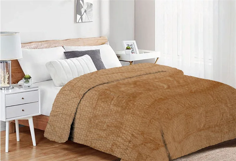 Κουβέρτα Coral Fleece Jacquard Brick 02 160X220 Μπεζ 100% Polyester