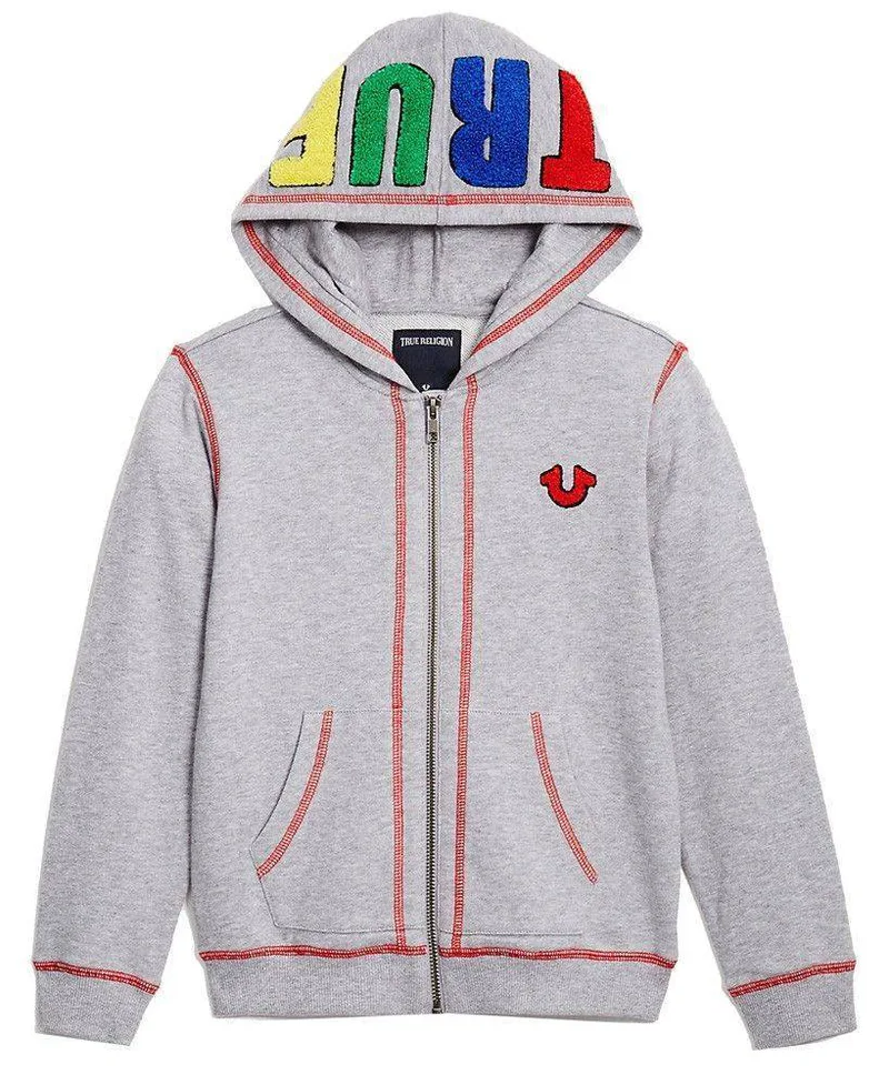 HOODIE ΜΕ ΦΕΡΜΟΥΑΡTRUE RELIGION POP TRUE TR717HD01 ΓΚΡΙ ΜΕΛΑΝΖΕ (104ΕΚ.)-(3-4 ΕΤΩΝ)