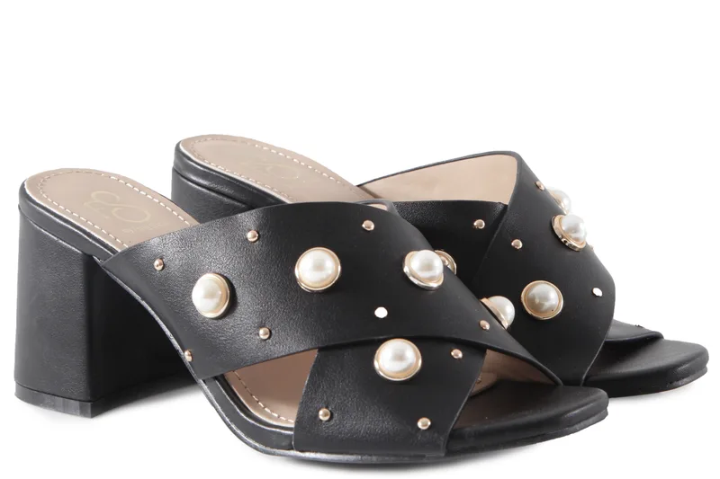 Mules Feng Shoe Sandal Mid Heel L5010F-2A-BLACK Γυναικείο