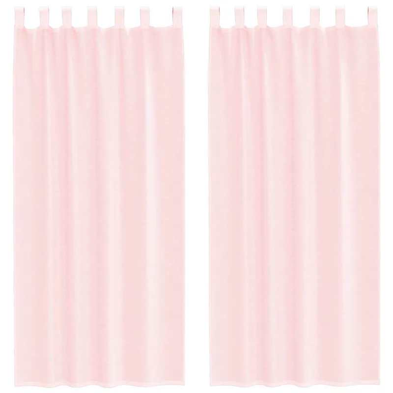 vidaXL Κουρτίνες Voile με Θηλιές 2 τεμ. Ανοιχτό Ροζ 140x245 εκ.