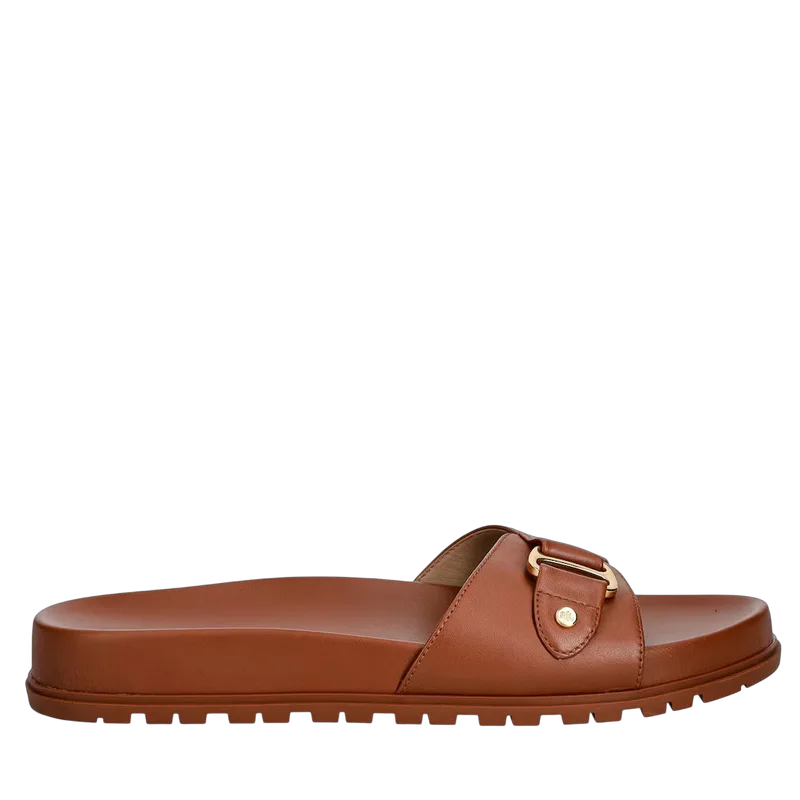 Γυναικείες Δερμάτινες Tasha Παντόφλες Καφέ Ralph Lauren 802982883001-TAN