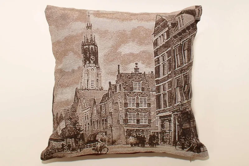 Μαξιλαροθήκη Διακόσμησης Silk Fashion British Road Brown 45x45