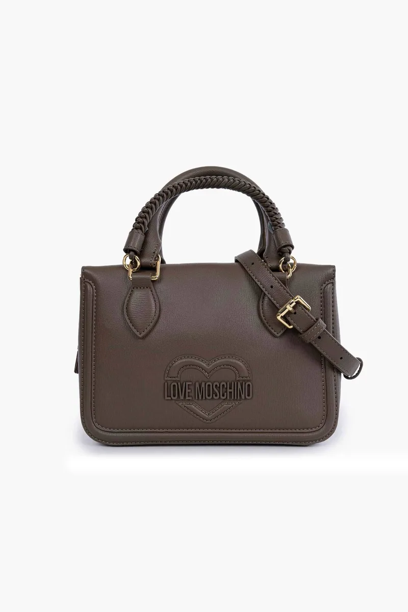 Love Moschino γυναικεία τσάντα χειρός με ανάγλυφο λογότυπο - JC4097PP1OLL0 Καφέ