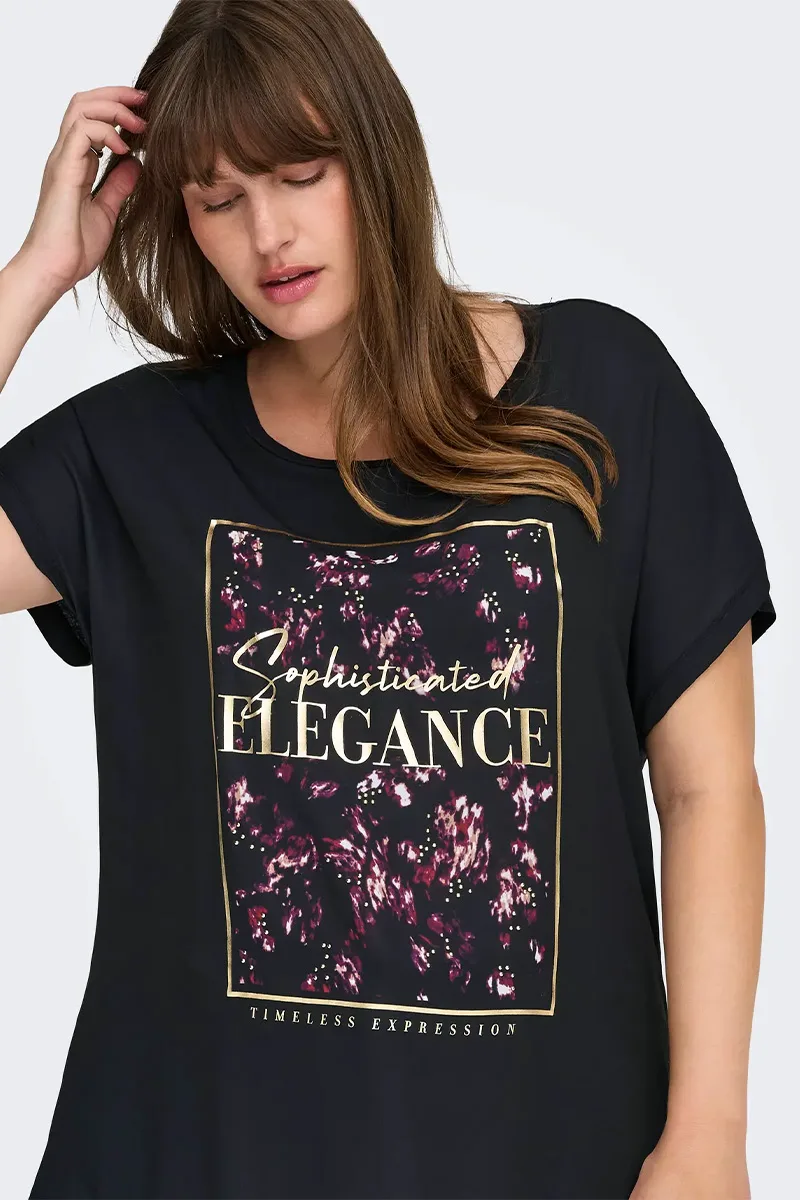 Μπλούζα με τύπωμα "Elegance" σε χρώμα μαύρο