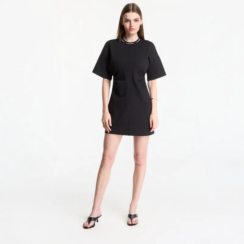 Φόρεμα Calvin Klein Jeans Ss Logo Rib Interlock T-Shirt Dress Black M