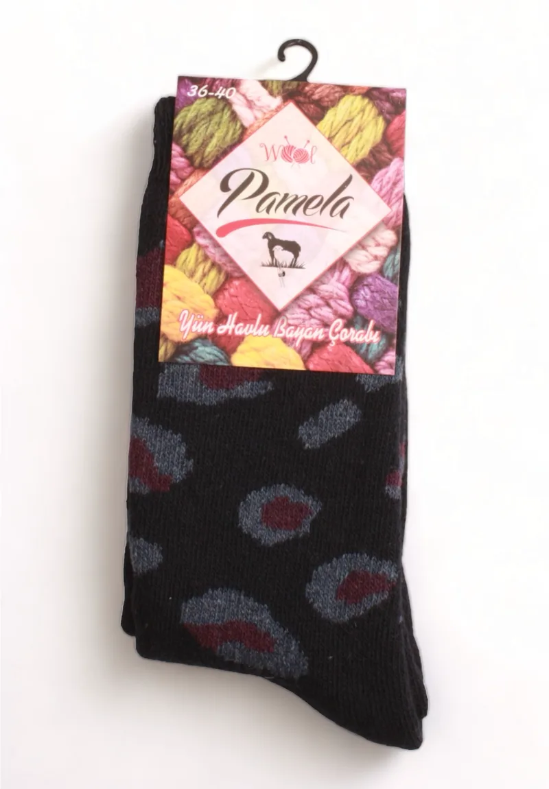 Κάλτσα γυναικεία μάλλινη Pamela Lambswool Animal Print PMLWL01-Μπλε
