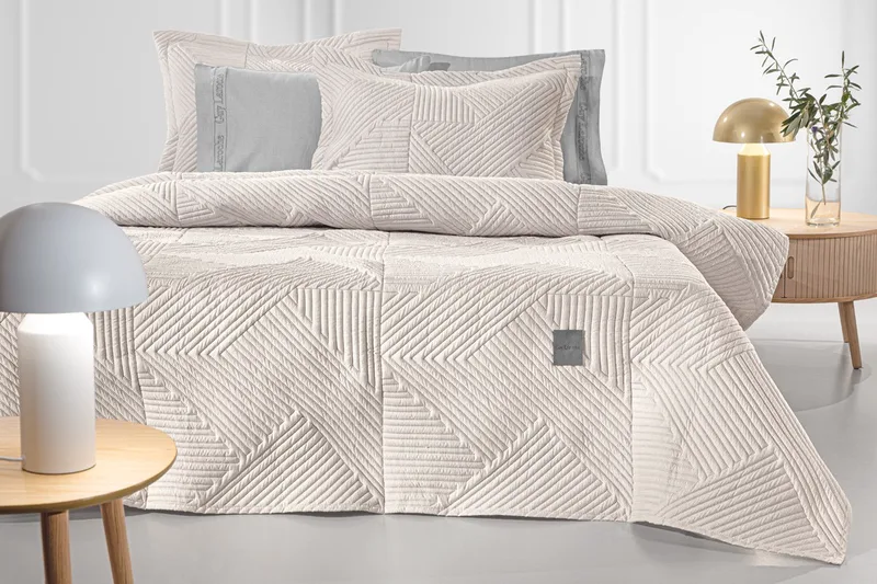 Σετ Κουβερλί Ημίδιπλο 2 Τεμαχίων Guy Laroche Ziana Natural 180x240