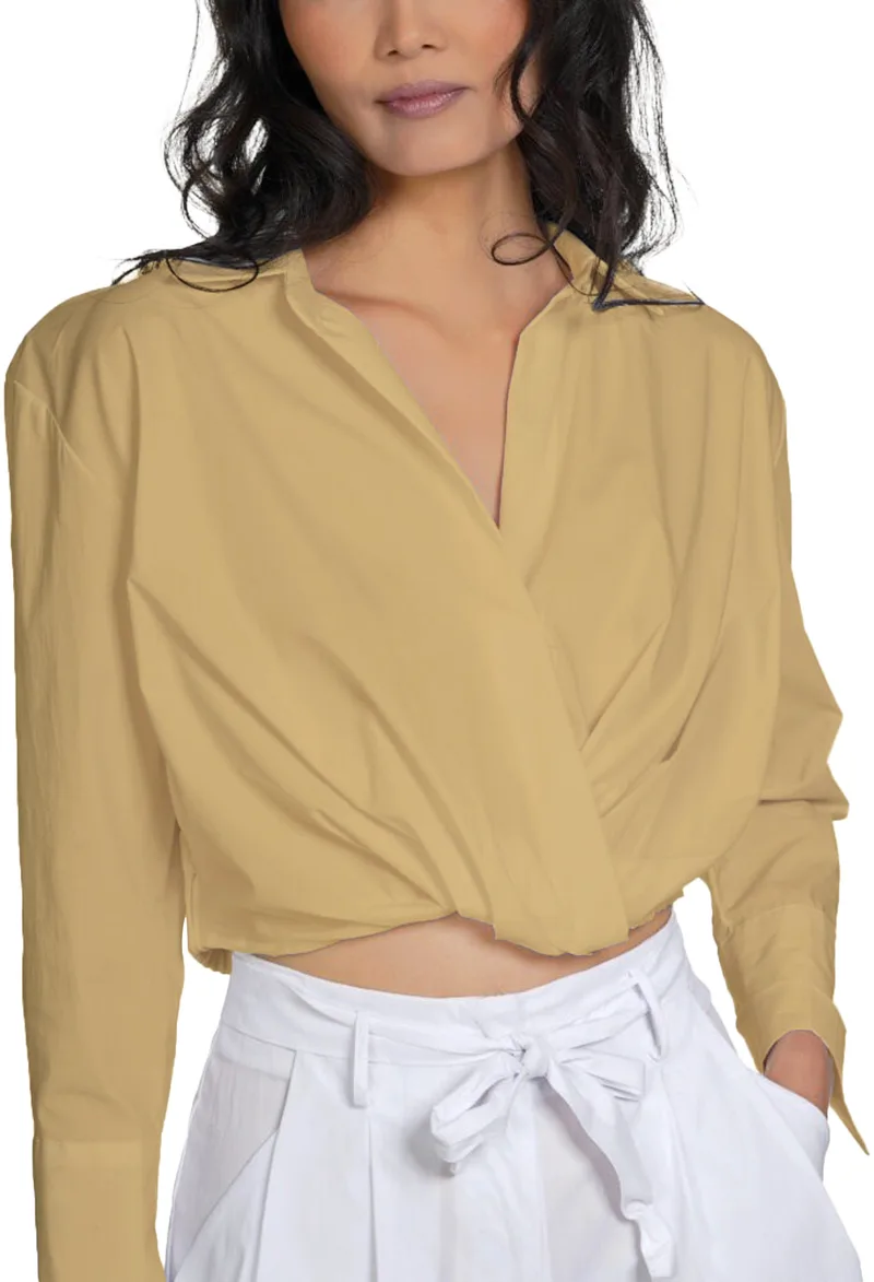 Πουκάμισο Μακρυμάνικο Kendal + Kylie Cropped V Neck KKW3814105-W38110 Γυναικείο