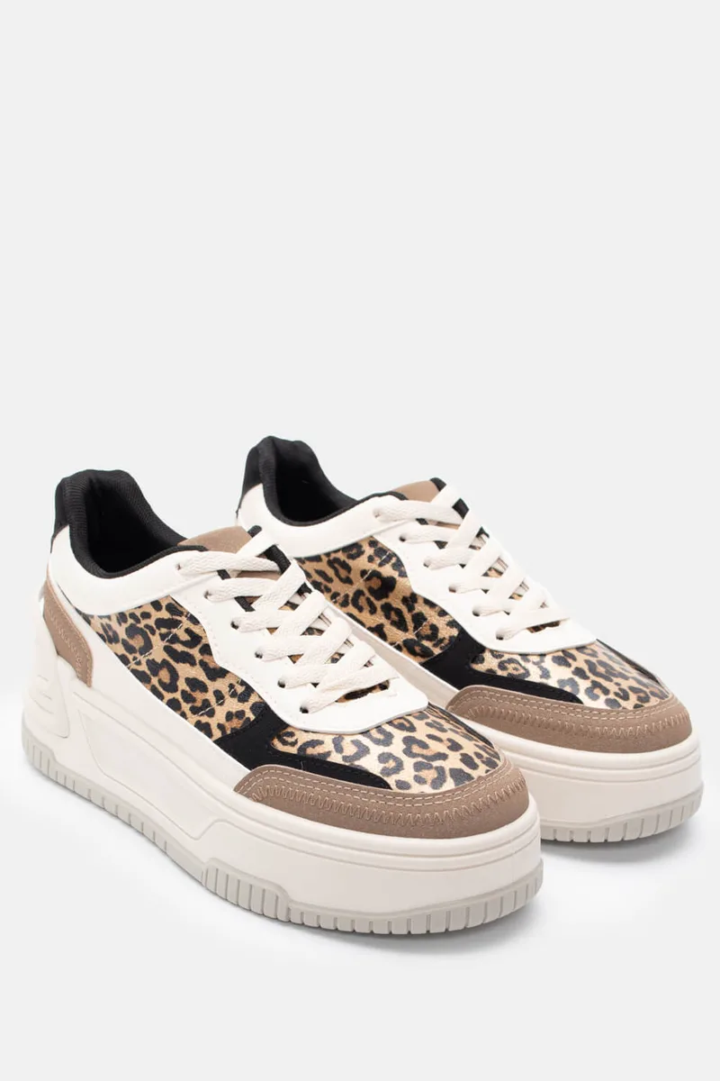 Sneakers Δίσολα με Συνδυασμό Χρωμάτων - Animal Print