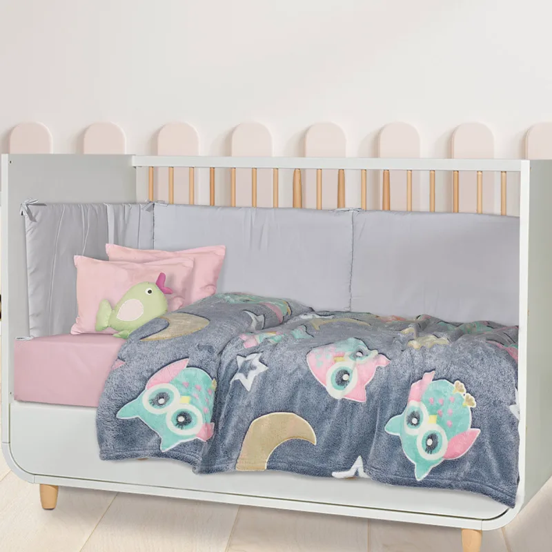 Φωσφοριζέ Κουβέρτα Fleece Κούνιας 110x150 Das Home Velour 4864 Grey 110x150