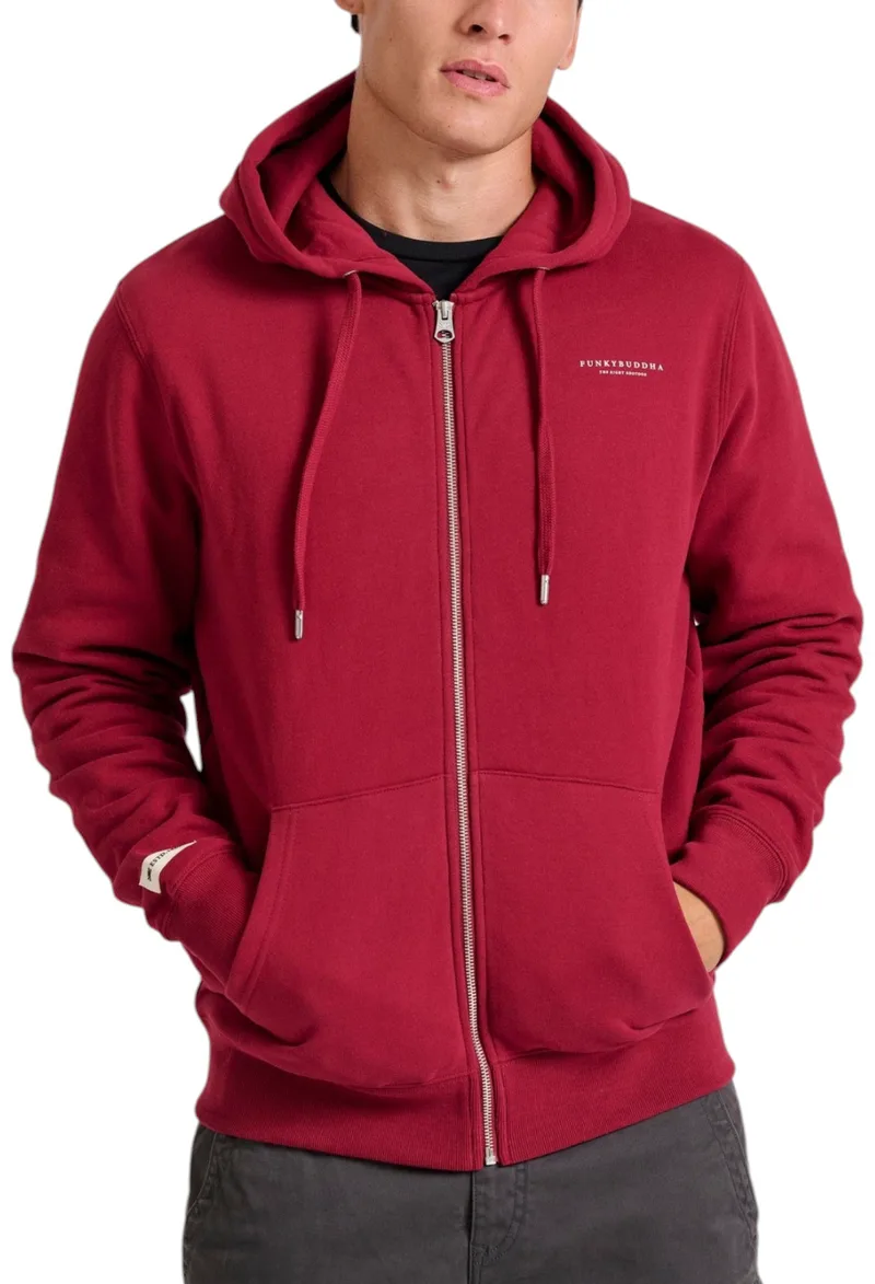 Ζακέτα Funky Buddha Hoodie FBM010-001-06-CRANBERRY Ανδρικό
