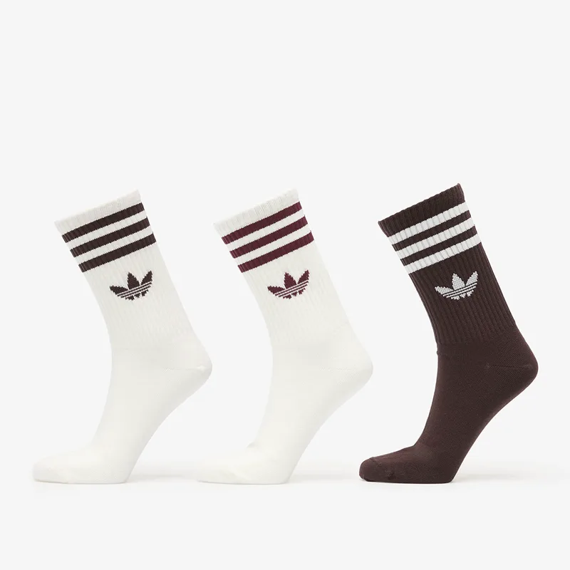 adidas 3-Stripes Crew Socks 3 Pairs Off White/ Aurora Coffee/ Off White M