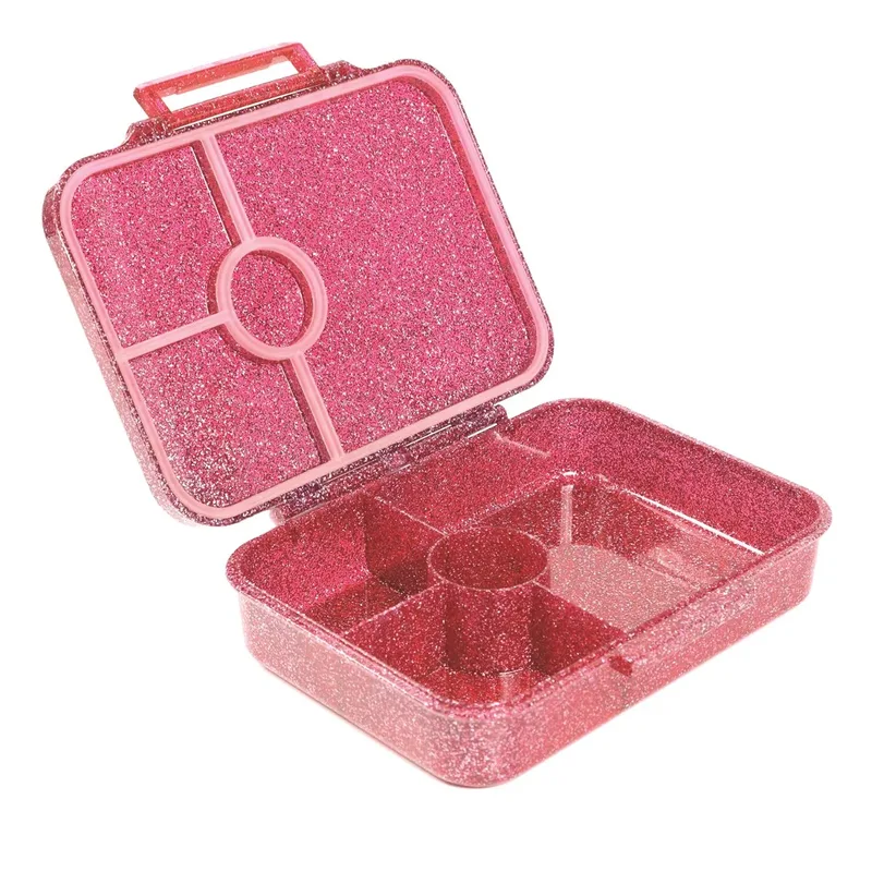 Lunchbox Φαγητοδοχείο Tritan με 4 Χωρίσματα Ροζ Glitter