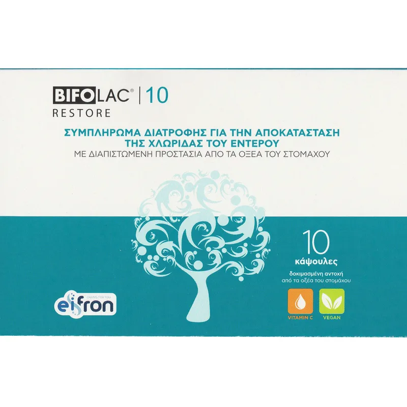 Bifolac Restore Συμπλήρωμα Διατροφής Προβιοτικών, Πρεβιοτιών & Βιταμίνης C για την Καλή Λειτουργία του Γαστροπεπτικού Συστήματος & Αποκατάσταση της Εντερικής Μικροχλωρίδας 10caps