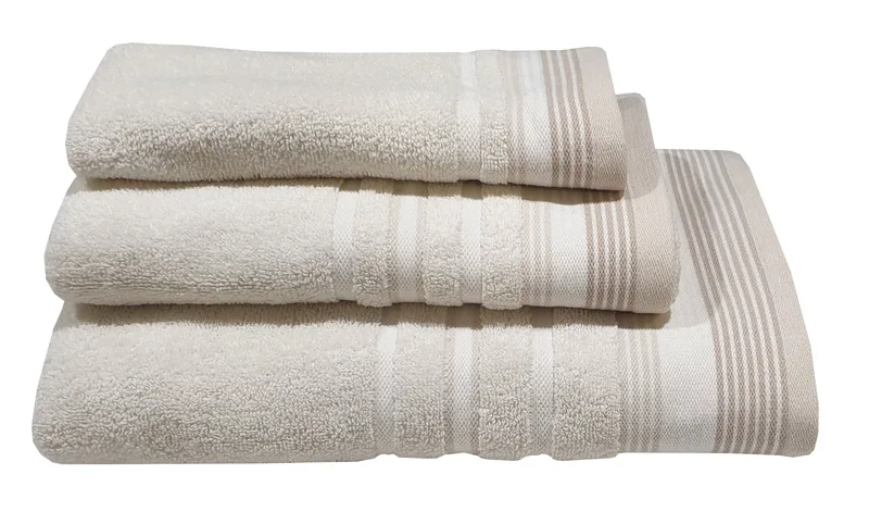 Πετσέτα ΚΟΜΒΟΣ Satin Stripe Πεννιέ 450γρ/m2 100% Cotton Προσώπου Sand (50x90)