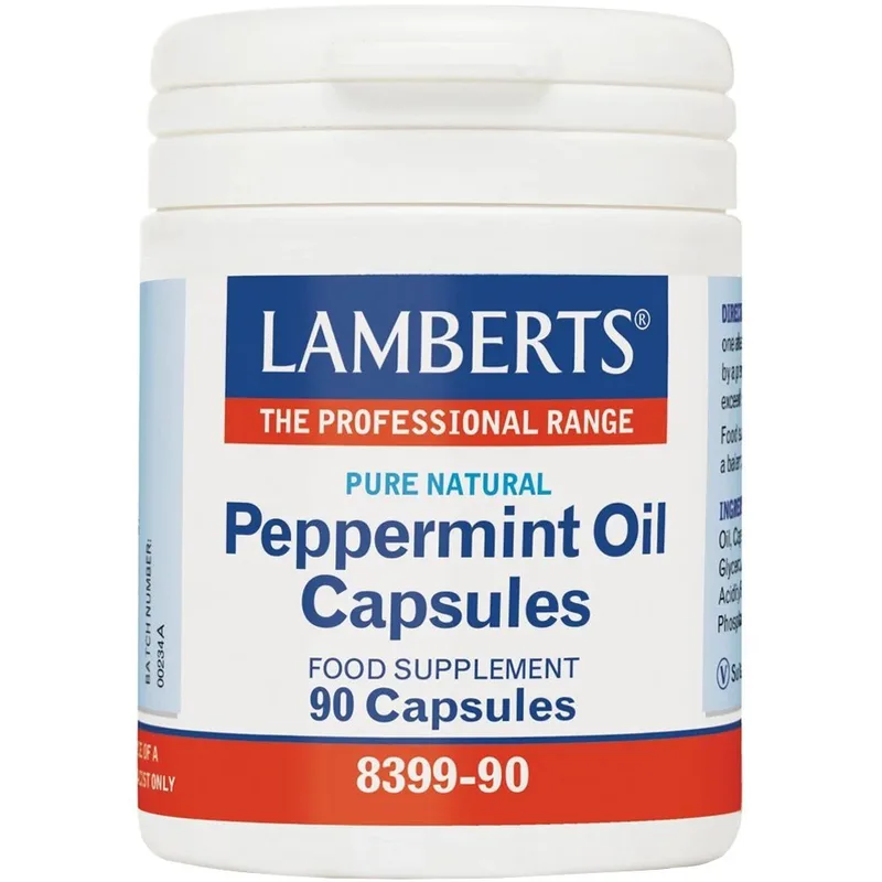 Lamberts Peppermint Oil Συμπλήρωμα Διατροφής Εκχυλίσματος Μέντας Ιδανικό για την Ενίσχυση της Λειτουργίας του Γαστρεντερικού Συστήματος 100mg, 90caps
