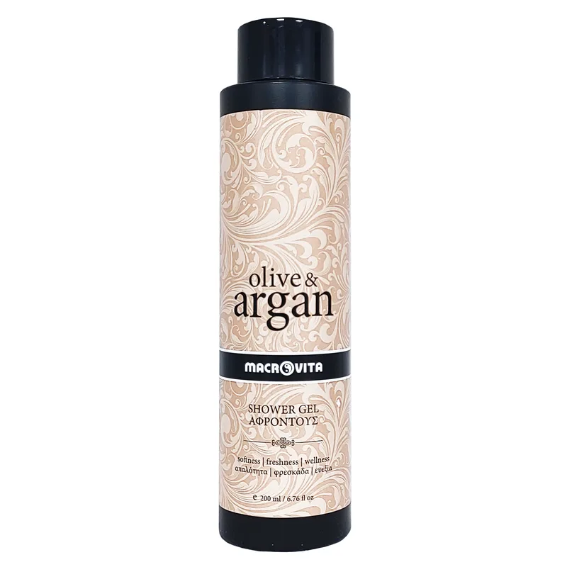 Macrovita Olive & Argan Softness, Freshness & Wellness Shower Gel Ενυδατικό & Απαλό Αφροντούς για Αίσθηση Φρεσκάδας & Ευεξίας με Έλαιο Αργκάν & Λάδι Ελιάς 200ml