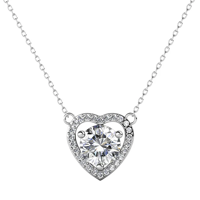 Κολιέ Καρδούλα με Moissanite Diamonds από Ασήμι KL3514
