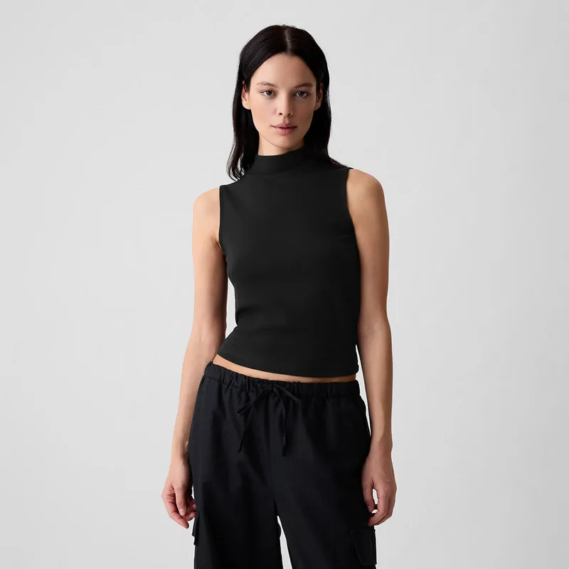 GAP Sleeveless Modal Mock Neck Black M