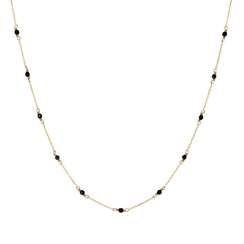 Κολιέ ροζάριο Κ14 χρυσό με Black Spinel 054951 054951 Χρυσός 14 Καράτια