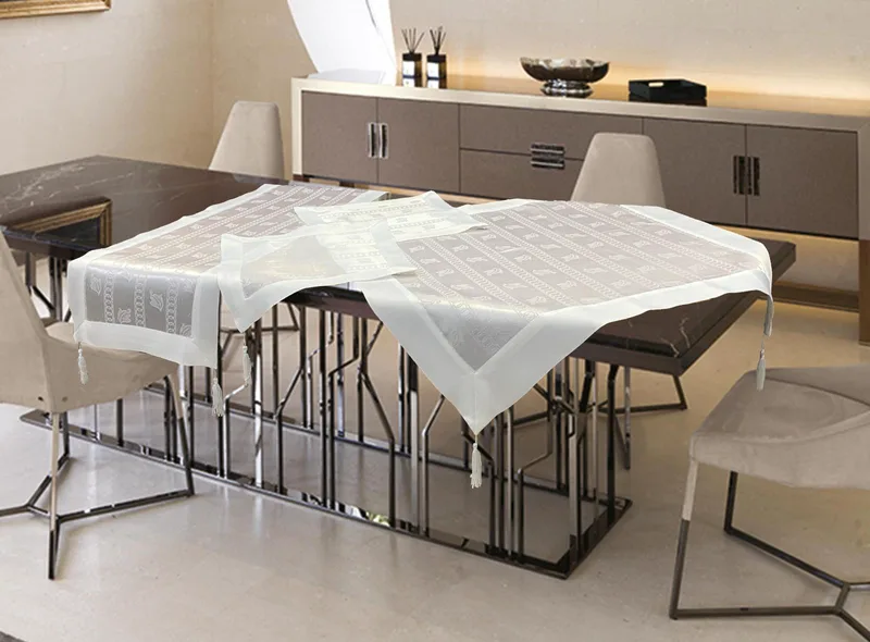 ΣΕΤ ΚΑΡΕ 7ΤΜΧ. ΣΑΤΙΝΕ ΖΑΚΑΡ ΜΕ ΦΑΣΑ WHITE CHAIN LINEAHOME