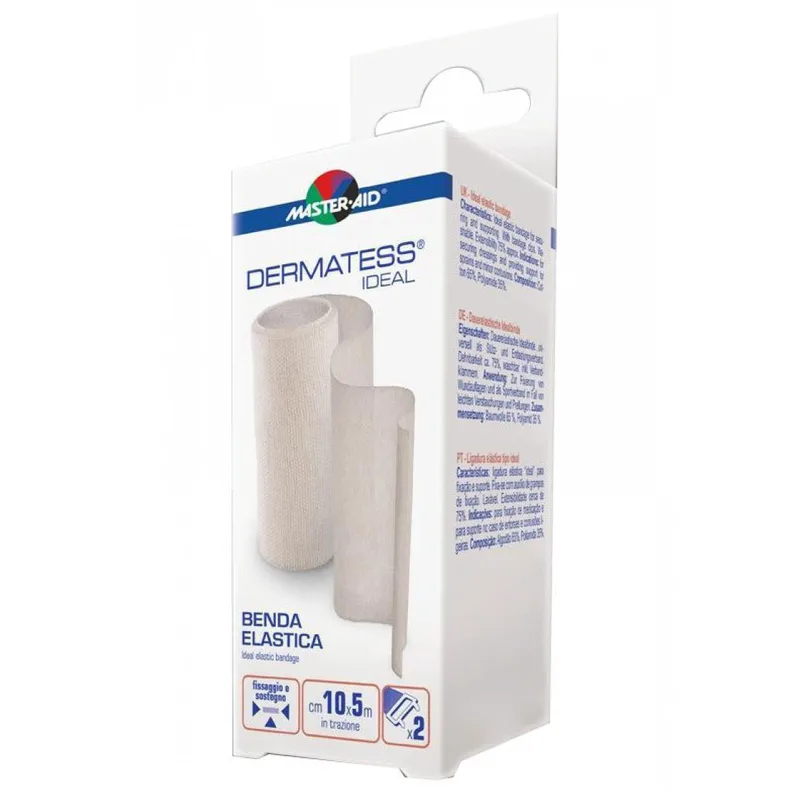 Master Aid Dermatess Ideal Elastic Bandage 10cm x 5m Ελαστικός Επίδεσμος για την Συγκράτηση Επιθεμάτων, Δυνατότητα Στερέωσης με Γαντζάκι 1 Τεμάχιο