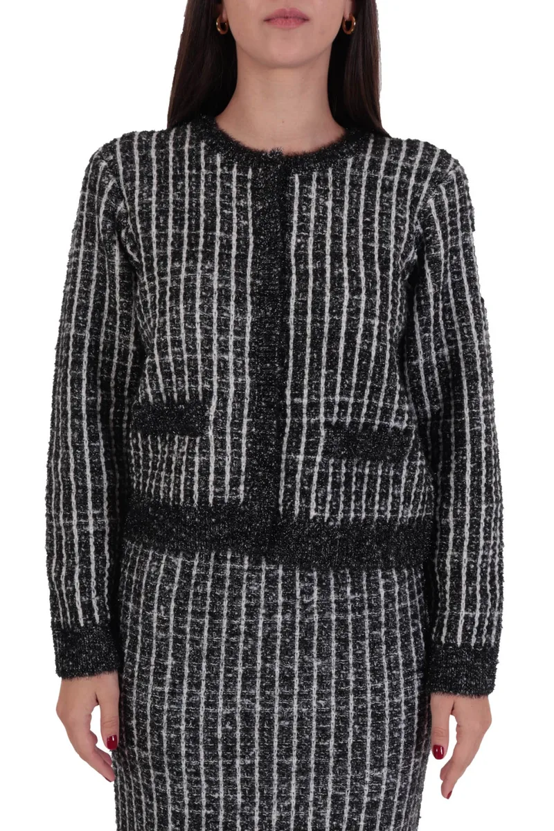 KARL LAGERFELD ΣΑΚΑΚΙ BOUCLE KNIT CARDIGAN ΛΕΥΚΟ/ΜΑΥΡΟ