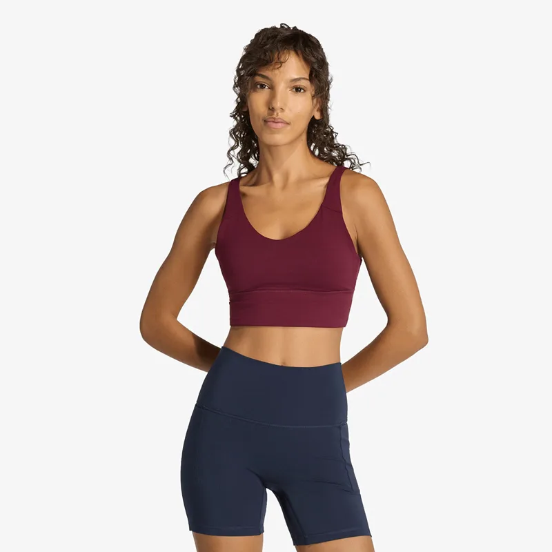 Σουτιέν adidas 3 Stripes Studio All Me Light Support Bra Maroon XS