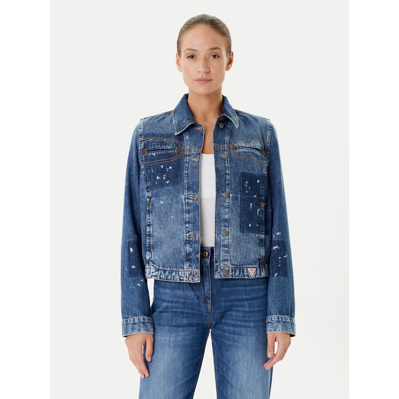 Guess Τζιν μπουφάν W5YN69 D5R01 Σκούρο μπλε Regular Fit