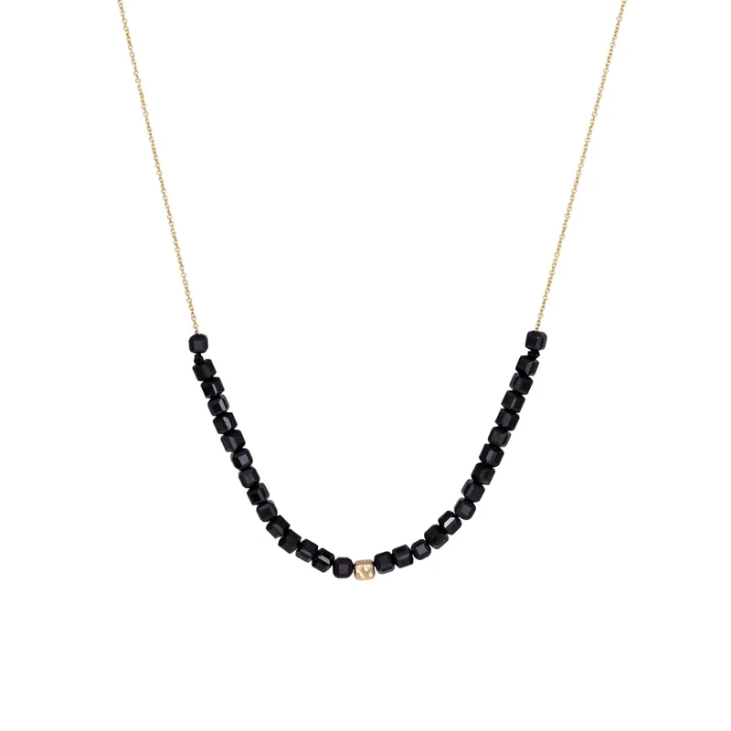 Χρυσό κολιέ Κ14 με Black Spinel 051761 051761 Χρυσός 14 Καράτια