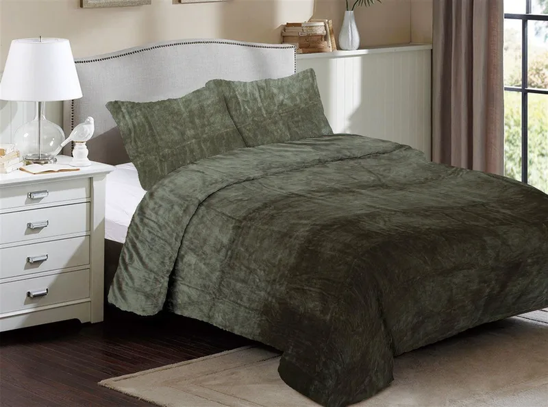 Κουβέρτα Fleece Μονή Dimcol Solid 07 160x220 Olive