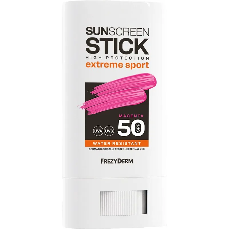 Frezyderm Sun Screen Extreme Sport Spf50 Stick Αντηλιακό Στικ Προσώπου Υψηλής Προστασίας, Ιδανικό για Outdoor Sports με Χρωματική Απόχρωση για Ακριβή Εφαρμογή 20ml - Magenta