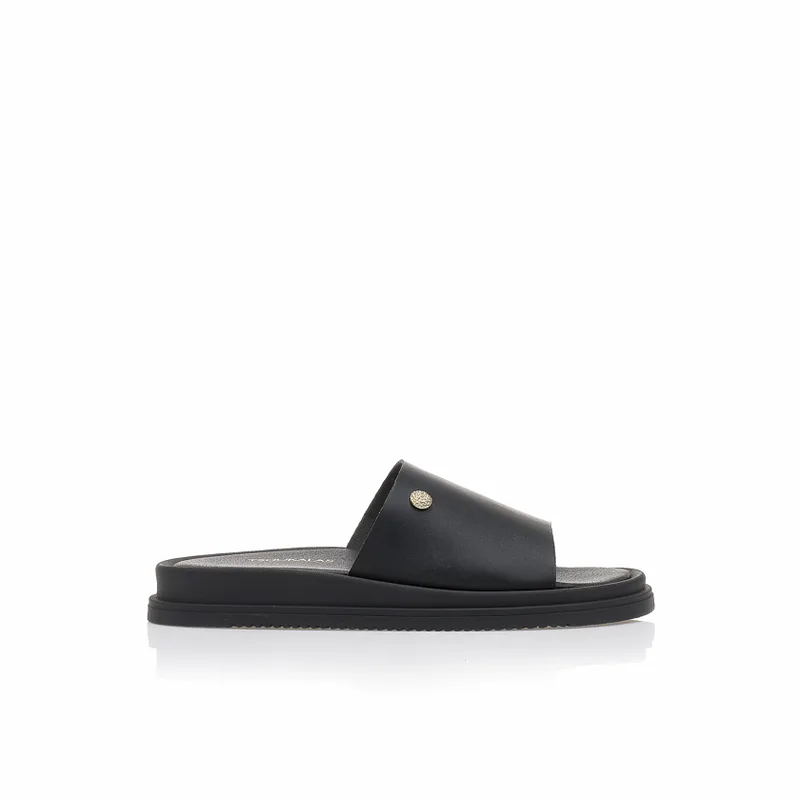 Flatforms μαύρα χειροποίητα δερματίνη με φαρδιά φάσα ΜΑΥΡΟ