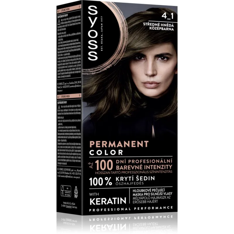 Syoss Permanent Color μόνιμη βαφή μαλλιών απόχρωση 4_1 Medium Brown 1 τμχ