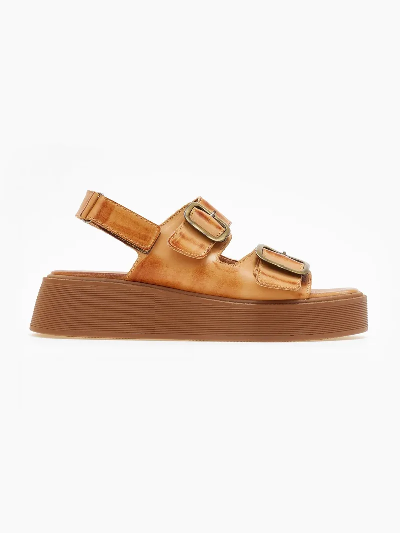 TFP Leather Sandals with Buckle - 4050 - Tan