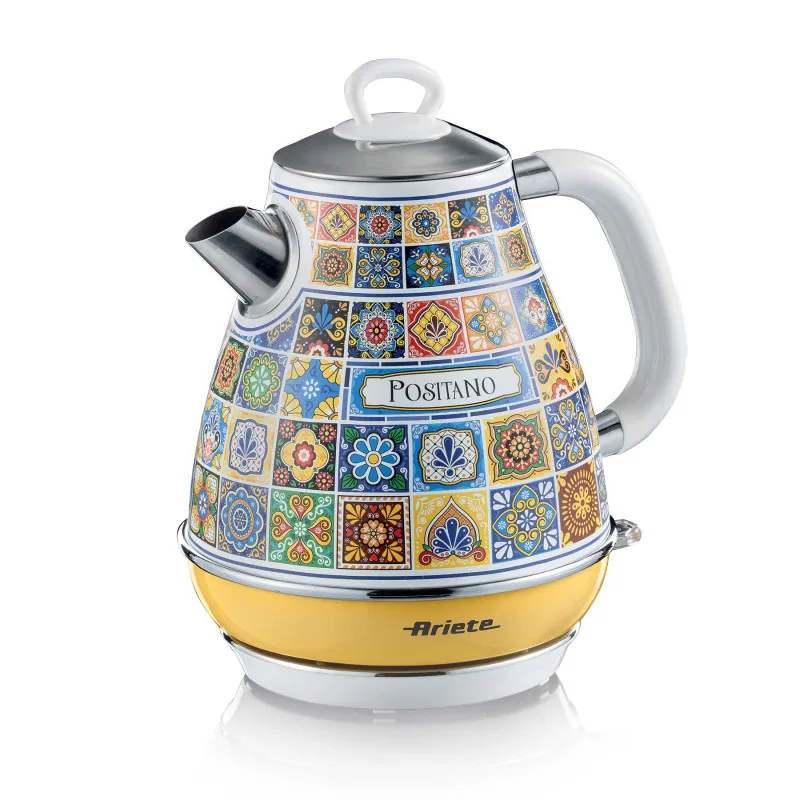 Ηλεκτρικός βραστήρας Ariete Positano 2869/0P, 2000W, 1.7 l, αφαιρούμενο φίλτρο, παράθυρο νερού, βάση 360C χωρίς καλώδιο, Λευκό/Κίτρινο