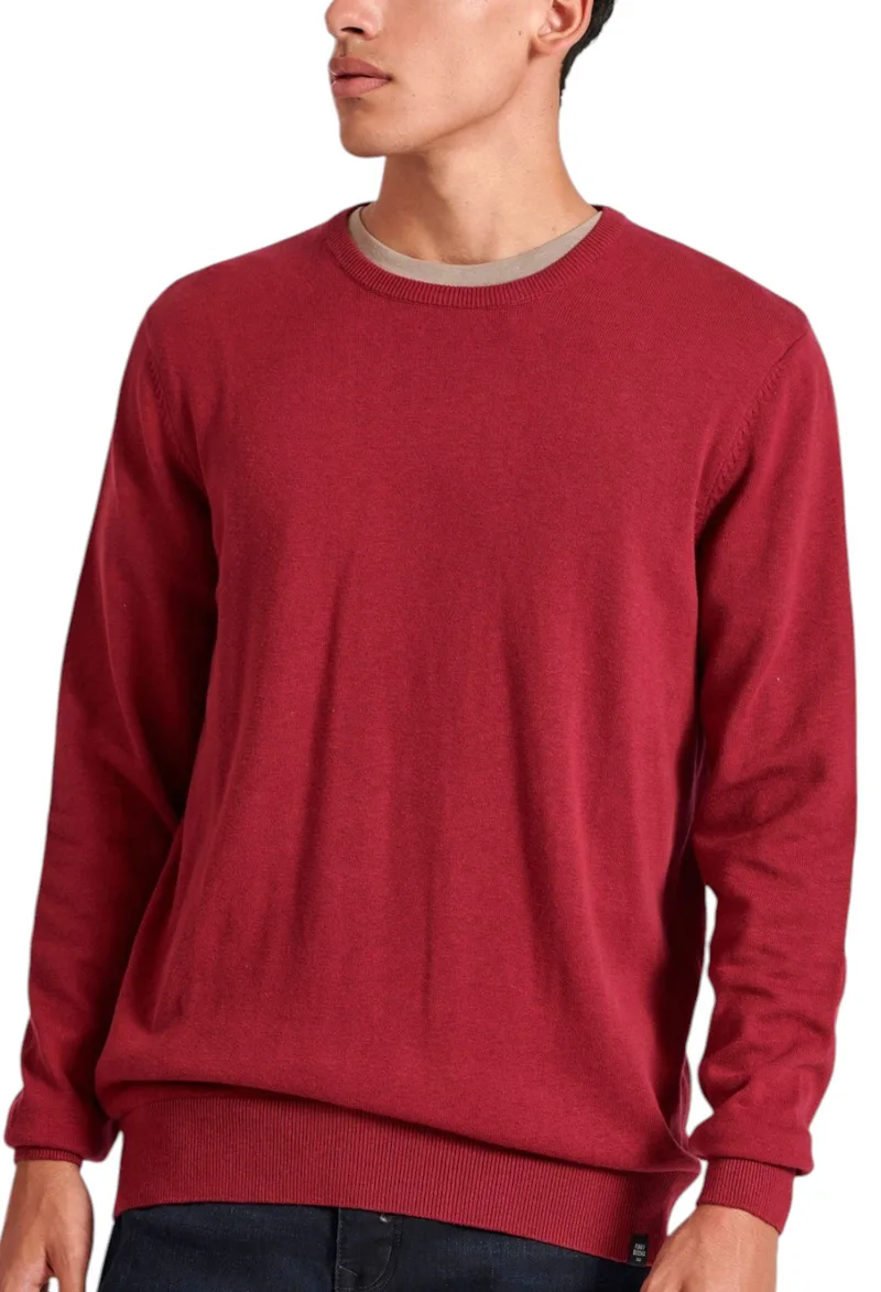 Πουλόβερ Funky Buddha Crew Neck - The Essentials FBM010-001-09-BERRY MEL Ανδρικό