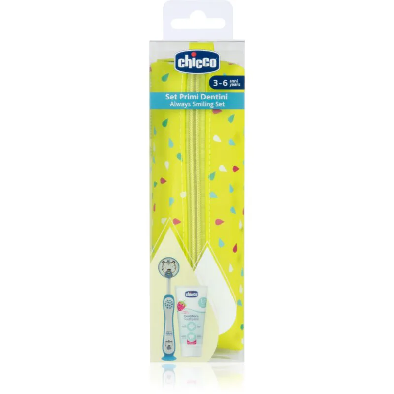 Chicco Always Smiling Set 3y+ Σετ οδοντιατρικής φροντίδας με θήκη Tiger 1 τμχ