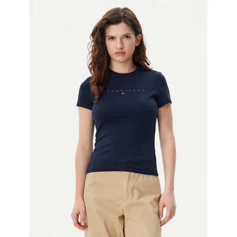 Tommy Jeans T-Shirt Tonal Linear DW0DW20315 Σκούρο μπλε Slim Fit
