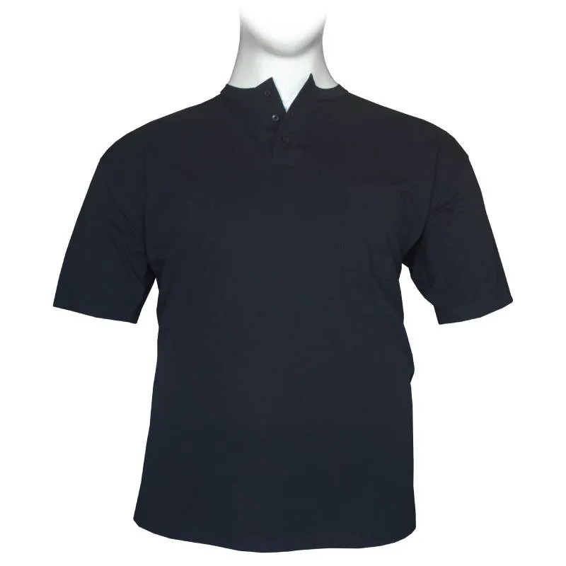 Βαμβακερό μακό μπλουζάκι button ve - Dark Blue
