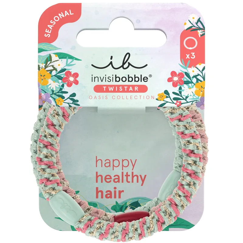 Invisibobble Twistar Oasis Mint Braids Λαστιχάκια Μαλλιών για Λεπτά έως Κανονικά Μαλλιά 3 Τεμάχια