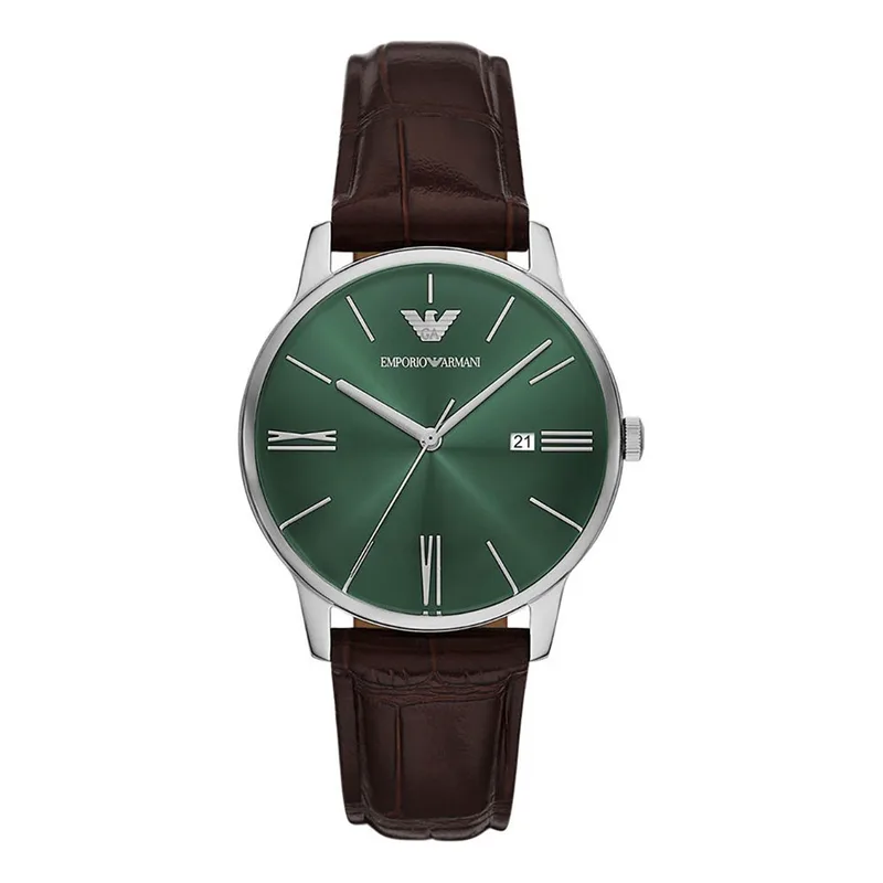 EMPORIO ARMANI Minimalist Brown Leather Strap AR11672